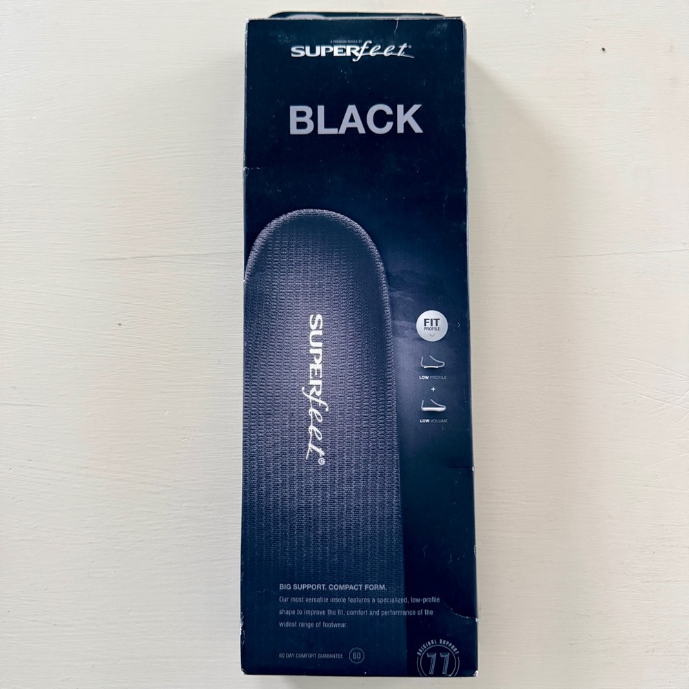 Superfeet Black NEW  (All Purpose Support Low Arch) Men’s size 11.5 - 13